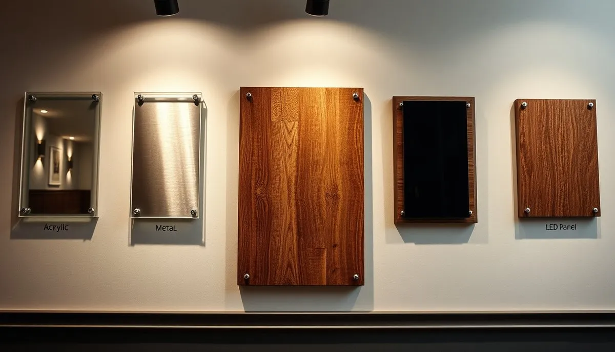 Display de placas decorativas en diferentes materiales montadas a nivel de vista