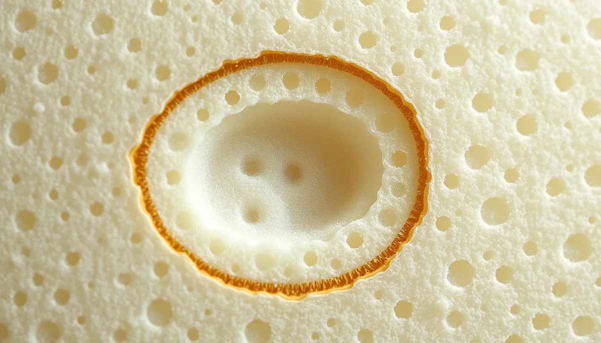 Sección transversal núcleo espuma poliuretano estructura celular aislamiento térmico